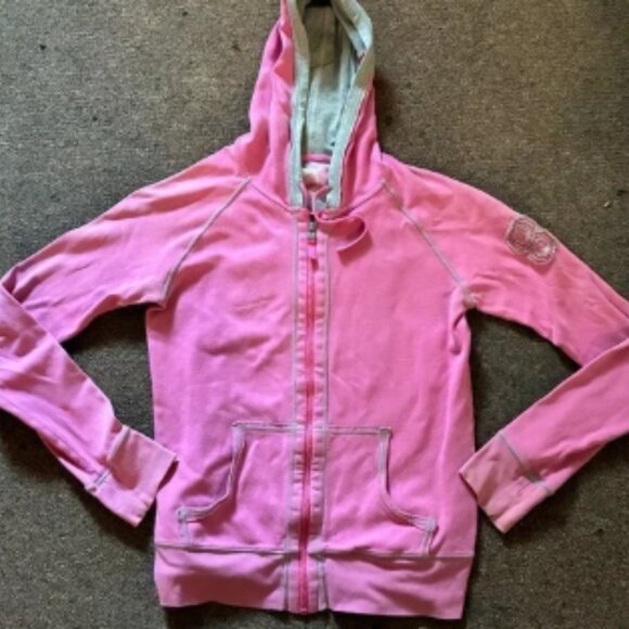 Vintage PINK Hooded Zip-Up Sweatshirt 20 plus years old in great condition - Picture 1 of 5